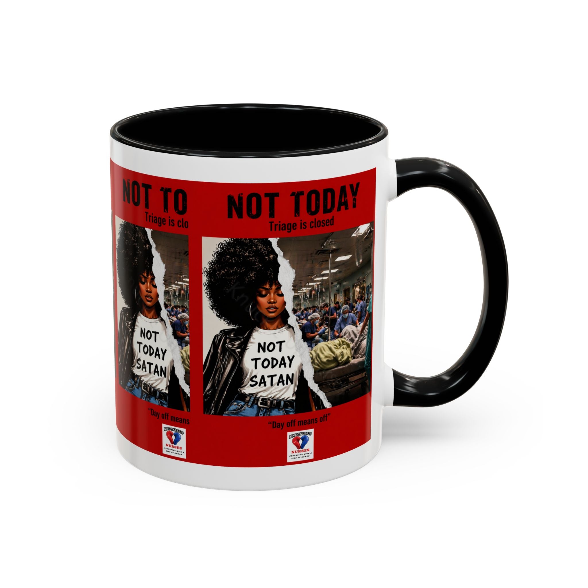 Not Today Satan Triage Is Closed Accent Coffee Mug | Funny Nurse Mug | Healthcare Humor Gift
