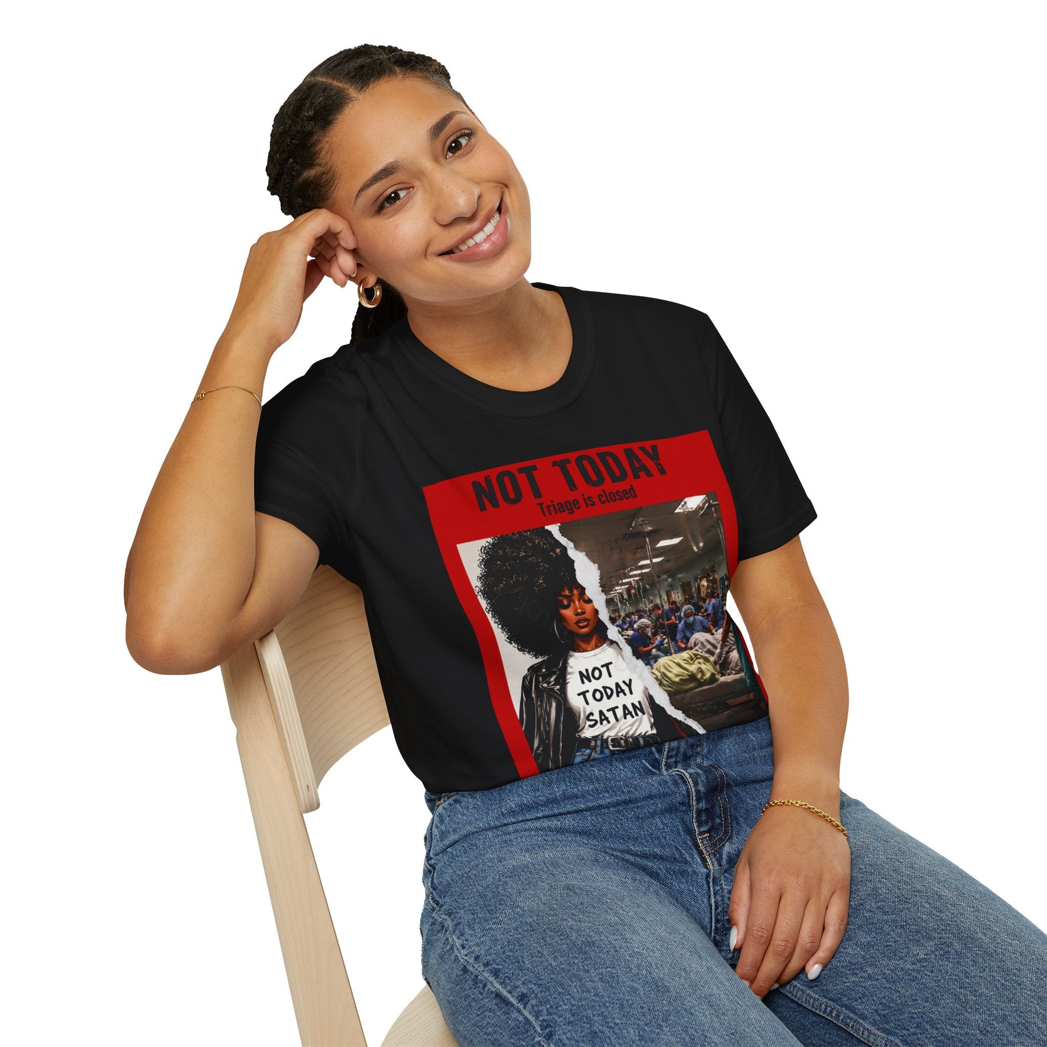 Not Today Satan Triage Is Closed Softstyle T-Shirt | Funny Nurse Shirt | Healthcare Humor Gift