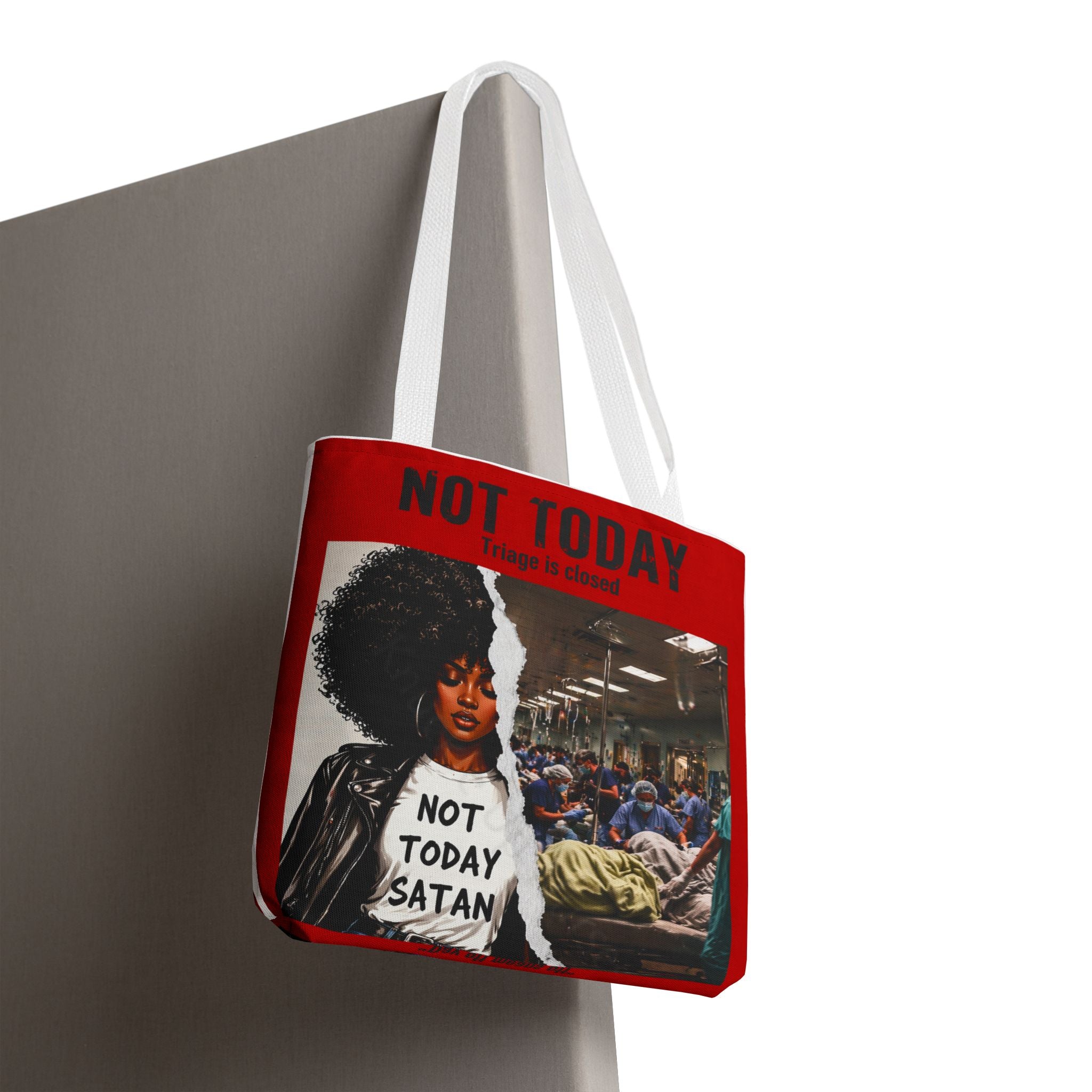 Not Today Satan Triage Is Closed Tote Bag | Funny Nurse Tote | Healthcare Humor Gift