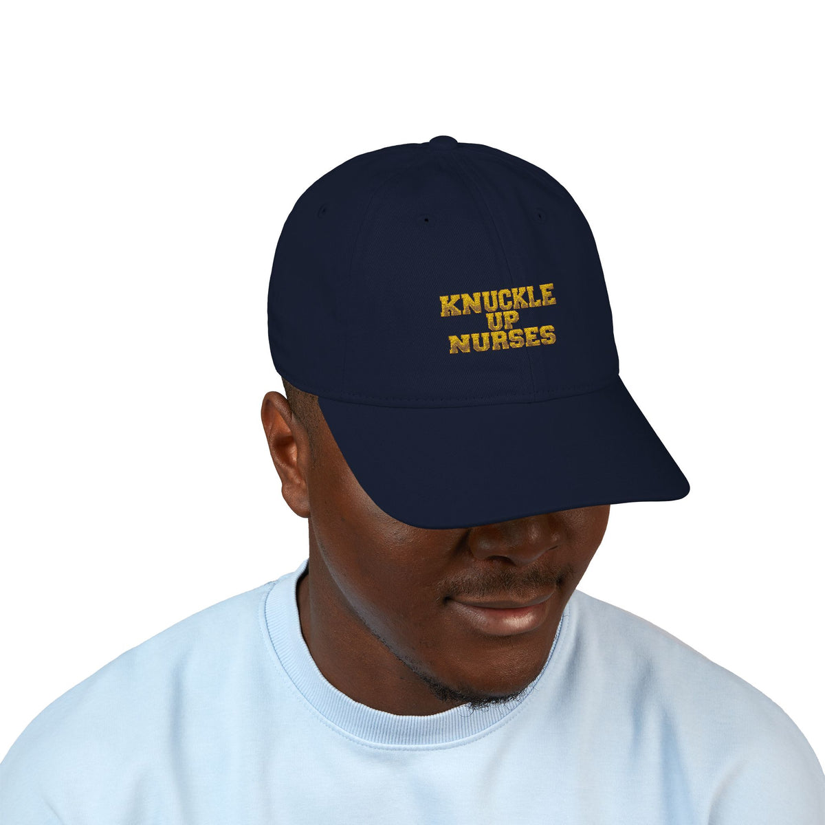 Knuckle Up Nurses Gold Embroidered Organic Cotton Cap