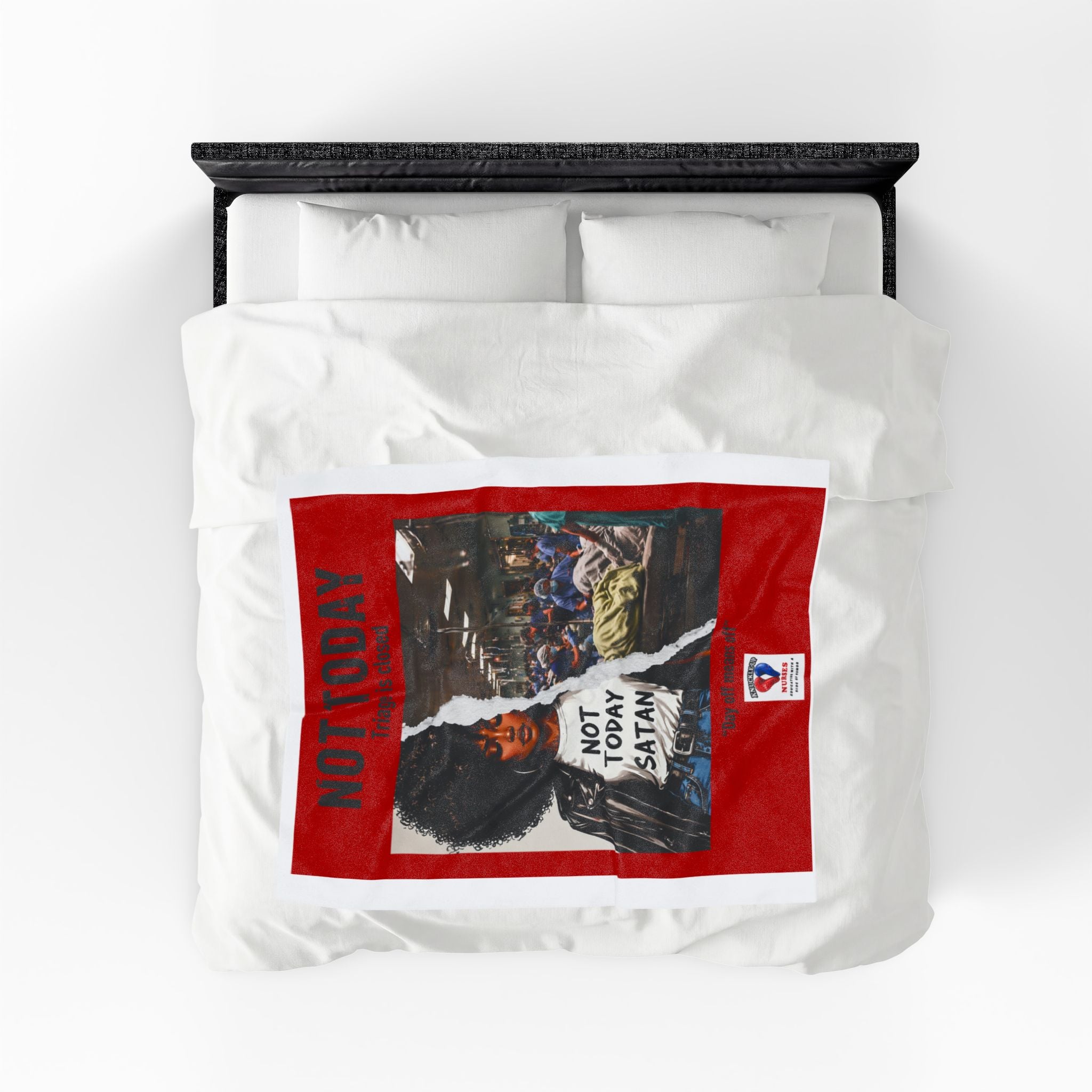 Not Today Satan Triage Is Closed Plush Blanket | Funny Nurse Blanket | Healthcare Humor Gift