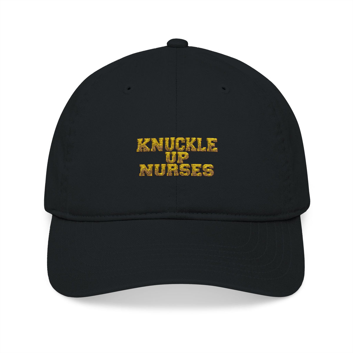 Knuckle Up Nurses Gold Embroidered Organic Cotton Cap