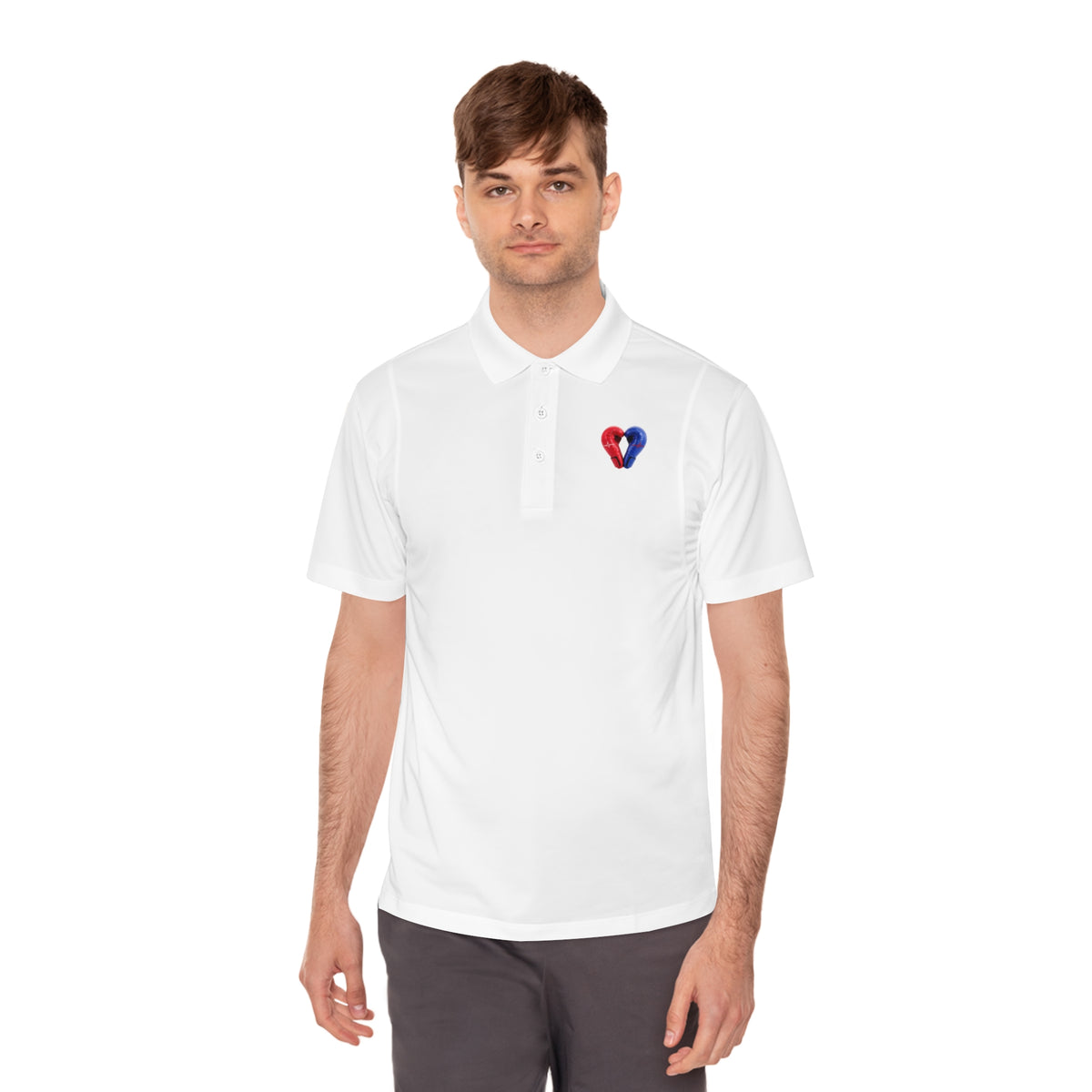Knuckle Up Nurses Men’s Embroidered Performance Polo – White