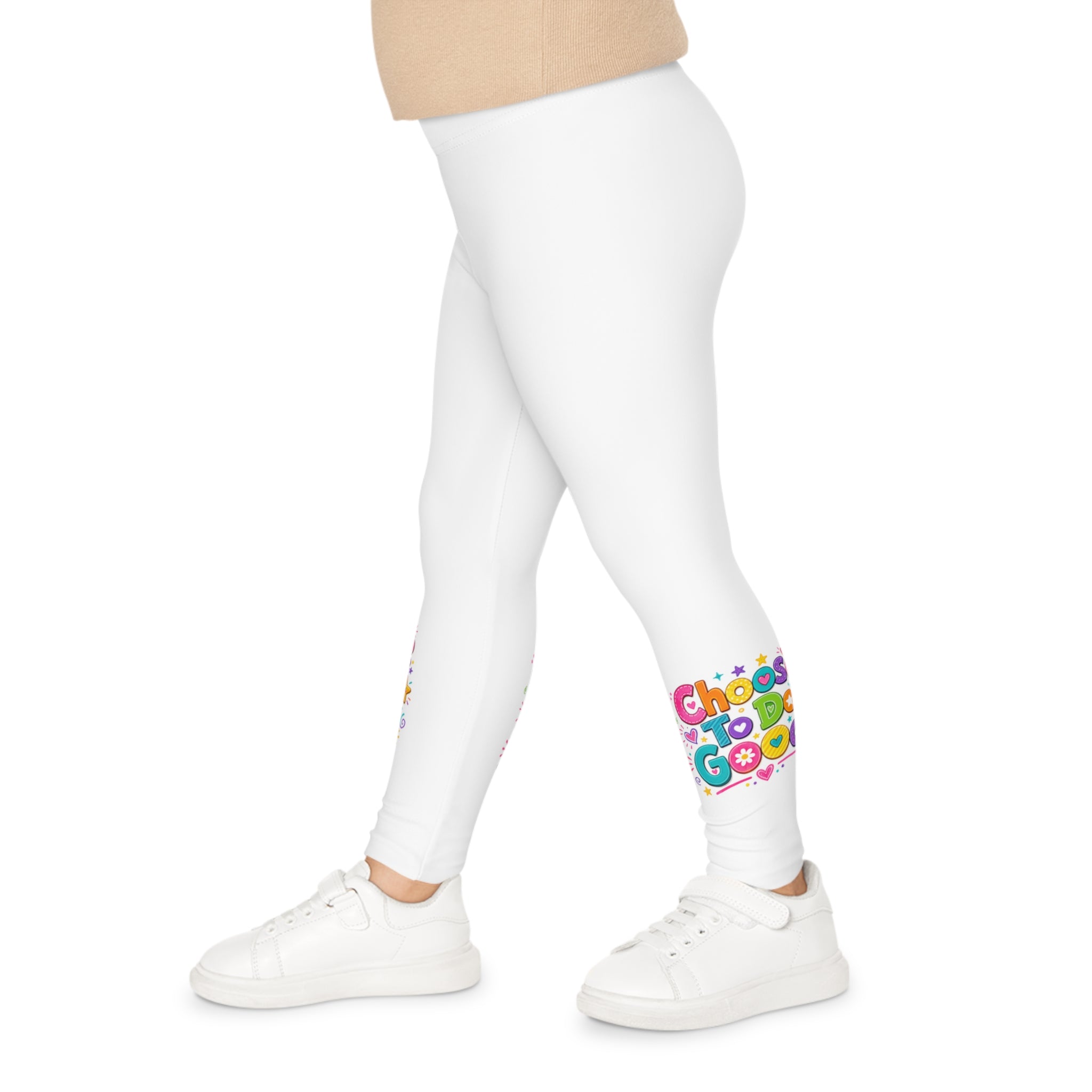 Choose To Do Good Girls Leggings – Colorful Inspirational Kids Leggings, Soft Stretch Play Leggings, Positive Everyday Girls Apparel