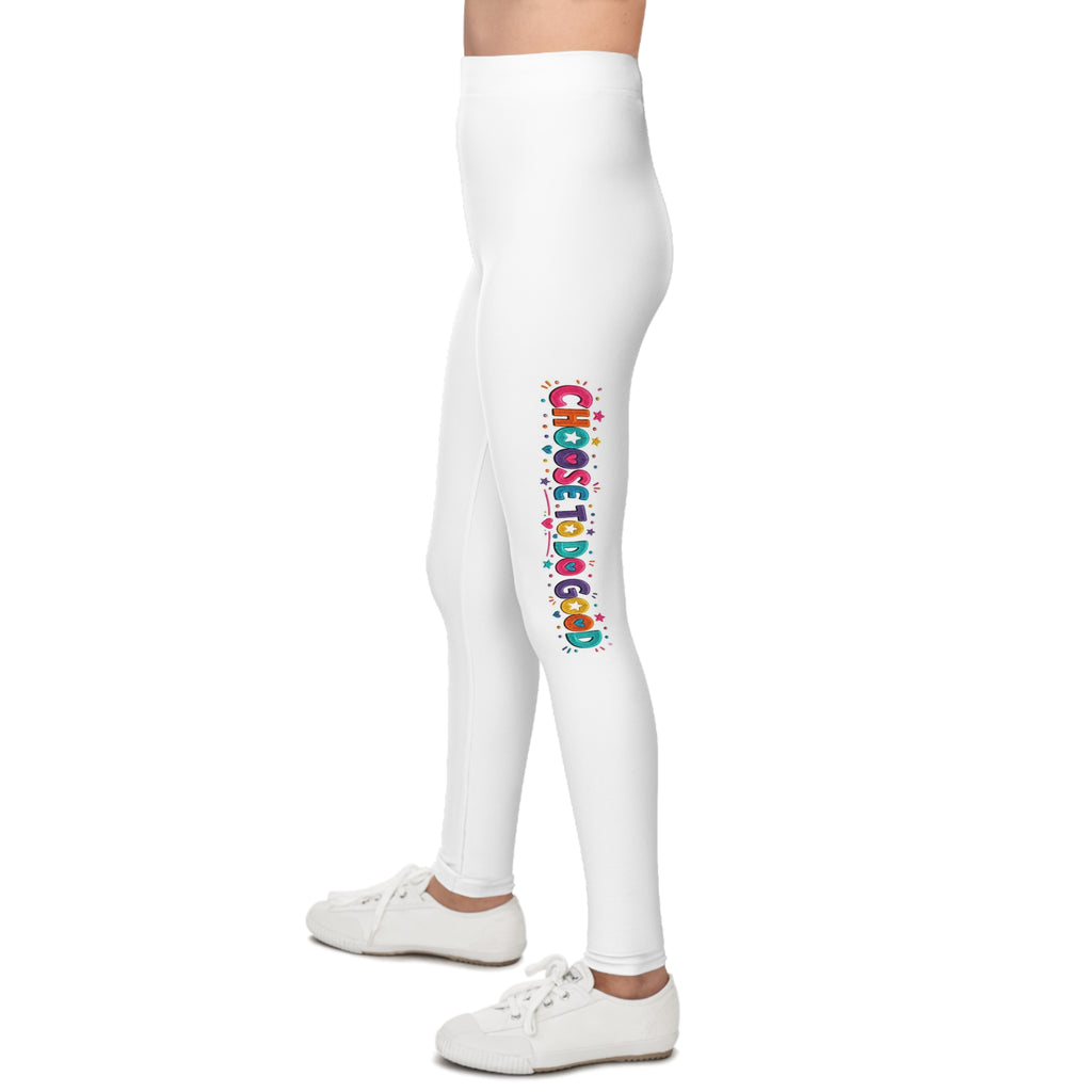 Choose To Do Good Girls Youth Leggings – Inspirational Side Stripe Leggings, Colorful Activewear for Girls, Soft Stretch Everyday Pants