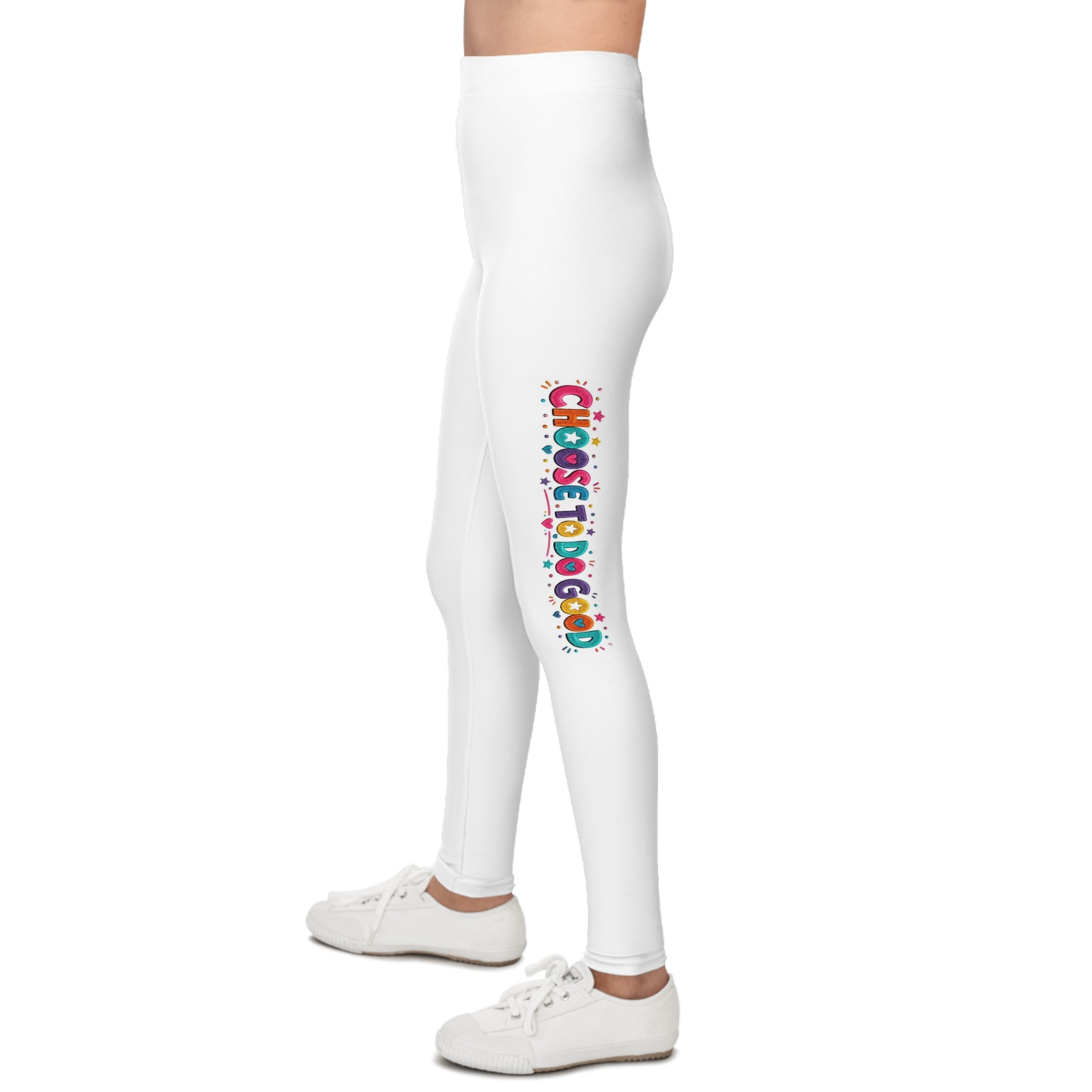 Choose To Do Good Girls Youth Leggings – Inspirational Side Stripe Leggings, Colorful Activewear for Girls, Soft Stretch Everyday Pants