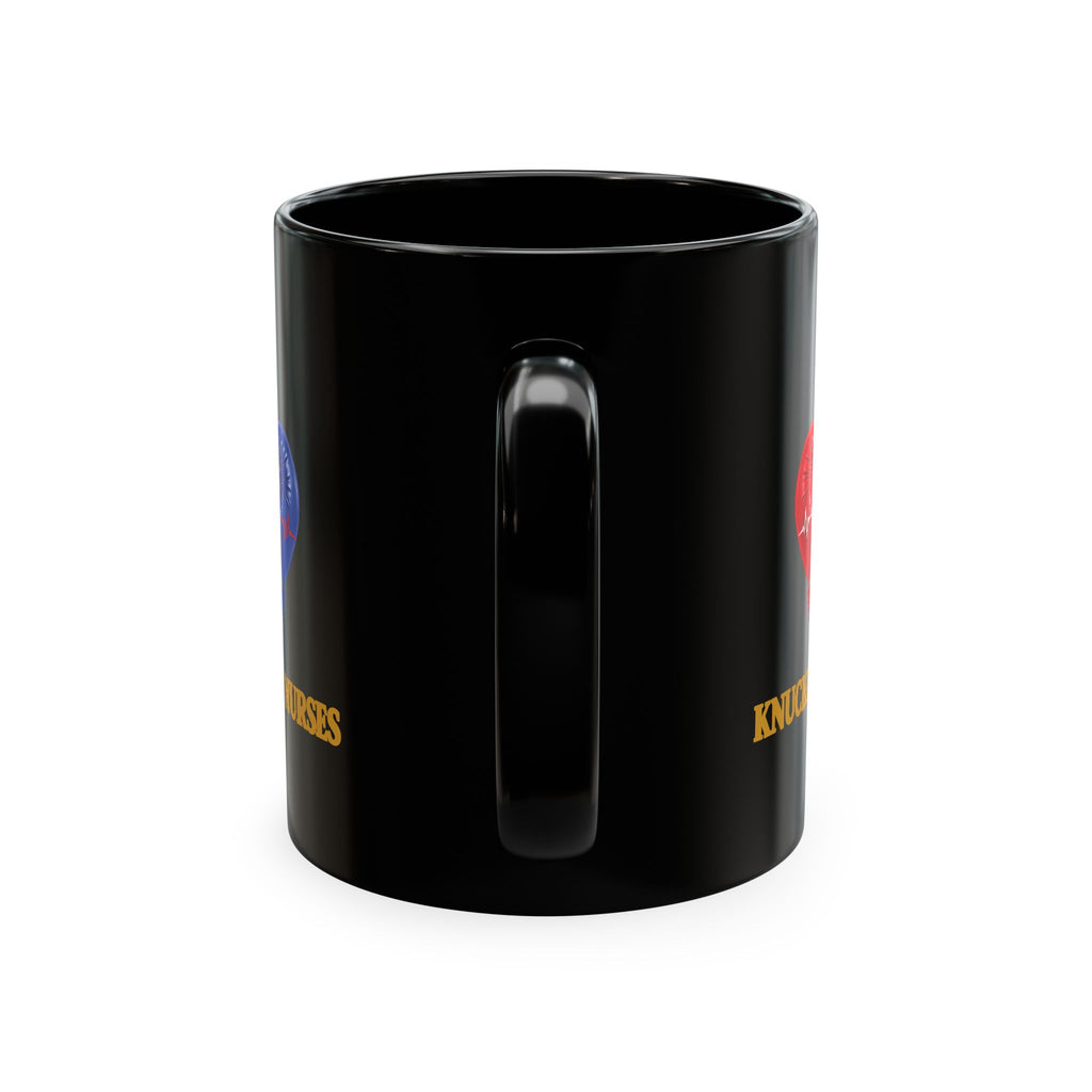 Knuckle Up Nurses Black Ceramic Coffee Mug — 11 oz
