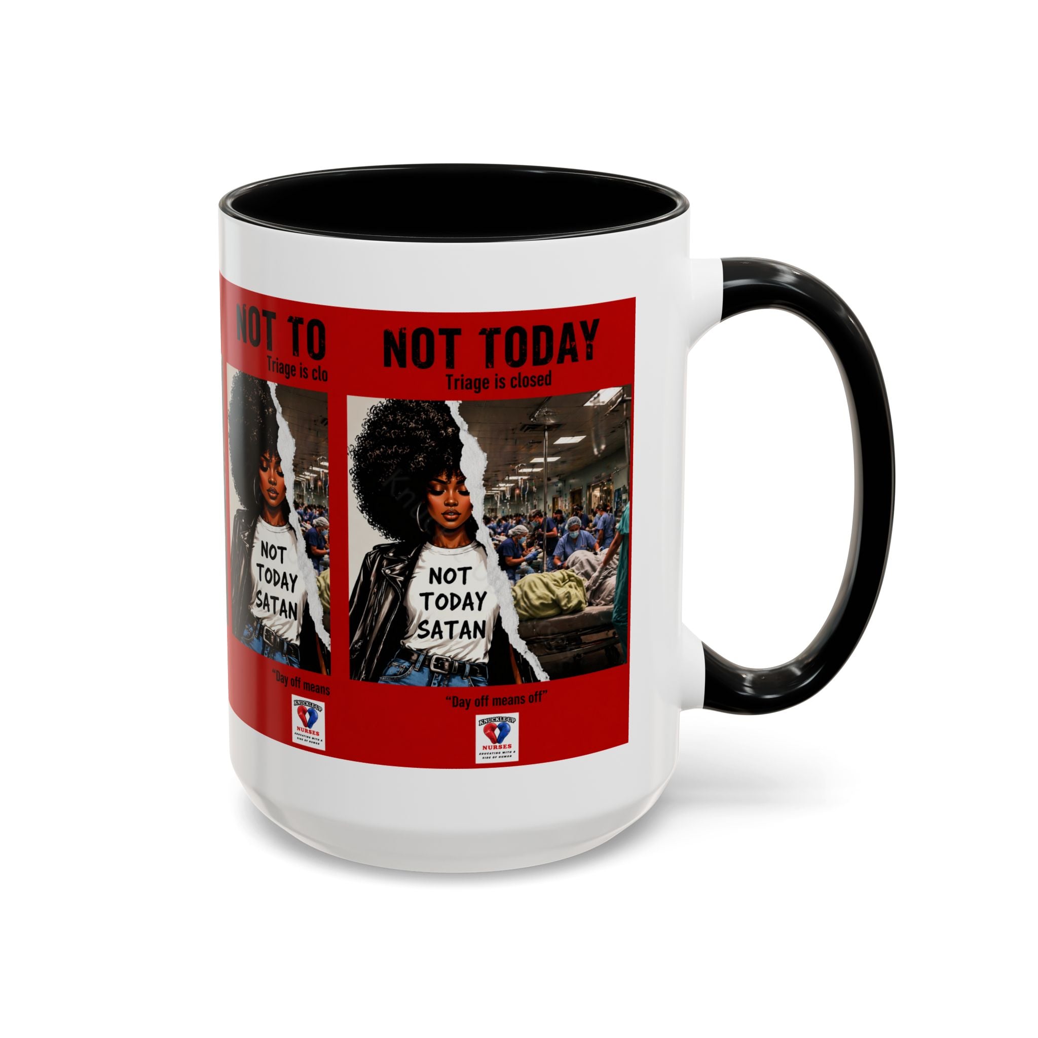 Not Today Satan Triage Is Closed Accent Coffee Mug | Funny Nurse Mug | Healthcare Humor Gift