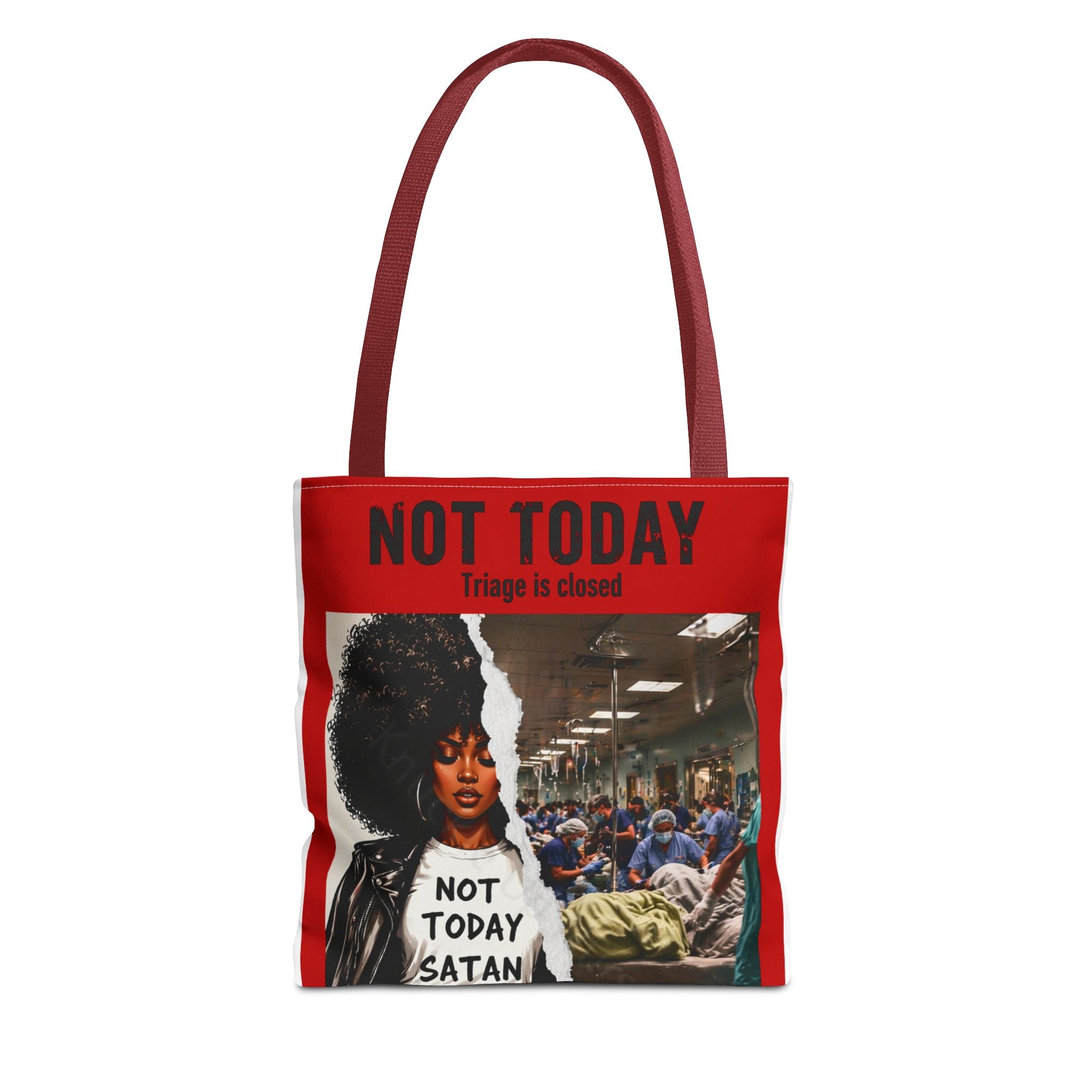 Not Today Satan Triage Is Closed Tote Bag | Funny Nurse Tote | Healthcare Humor Gift