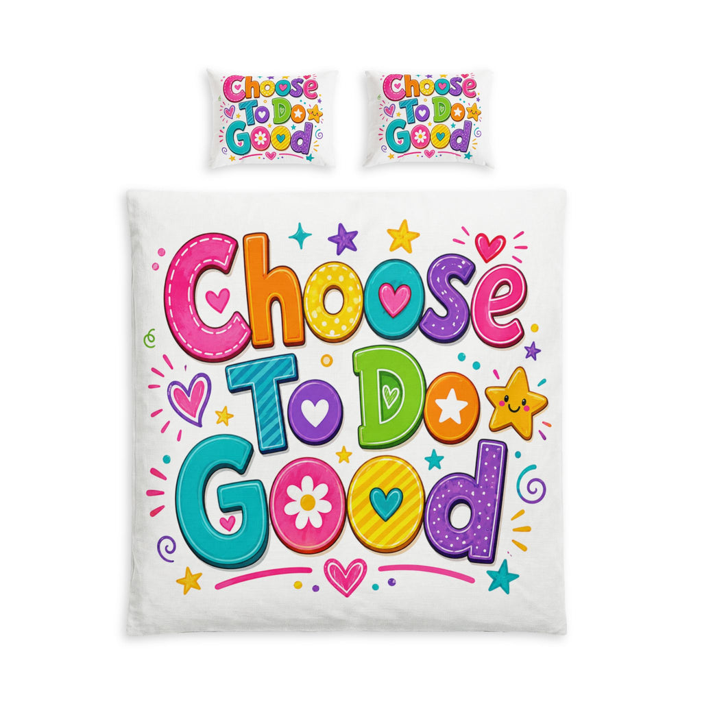 Choose To Do Good Girls Cotton Duvet Cover Set – Colorful Inspirational Kids Bedding, Girls Bedroom Decor, Positive Twin, Twin XL & Queen Bedding