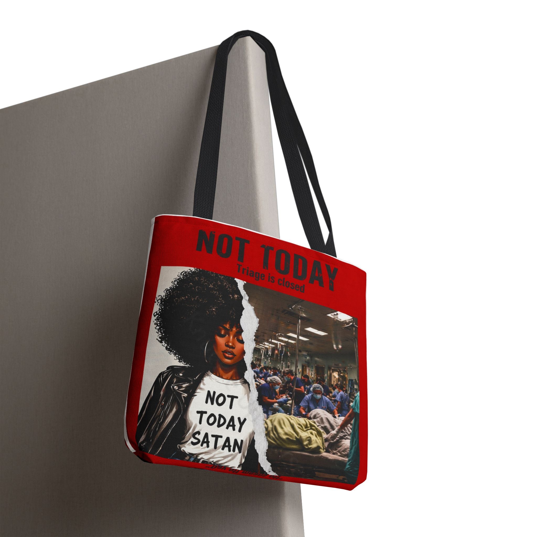 Not Today Satan Triage Is Closed Tote Bag | Funny Nurse Tote | Healthcare Humor Gift