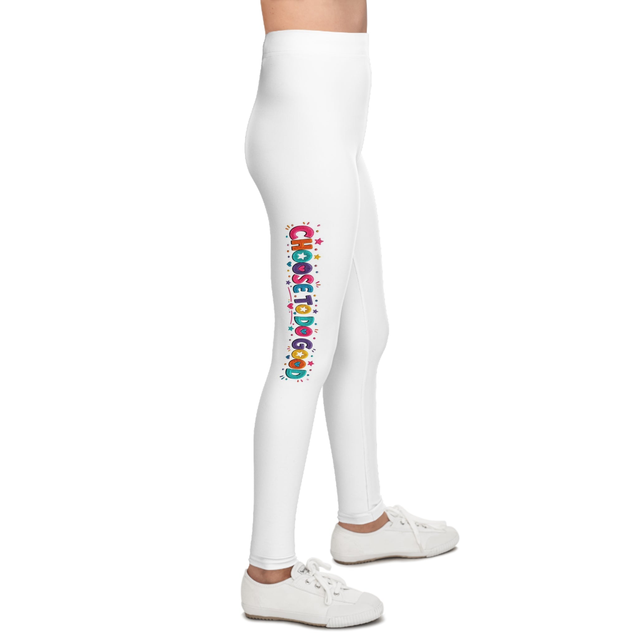 Choose To Do Good Girls Youth Leggings – Inspirational Side Stripe Leggings, Colorful Activewear for Girls, Soft Stretch Everyday Pants