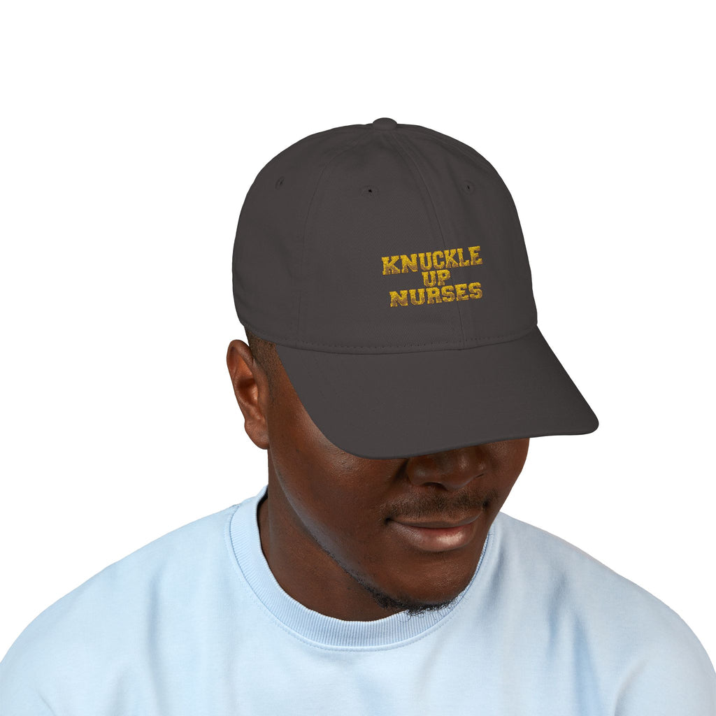 Knuckle Up Nurses Gold Embroidered Organic Cotton Cap