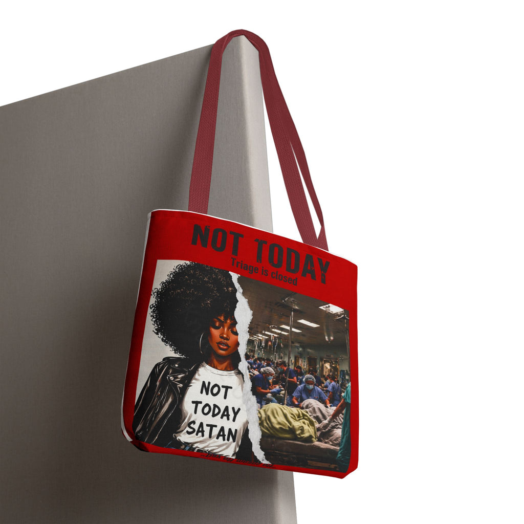 Not Today Satan Triage Is Closed Tote Bag | Funny Nurse Tote | Healthcare Humor Gift