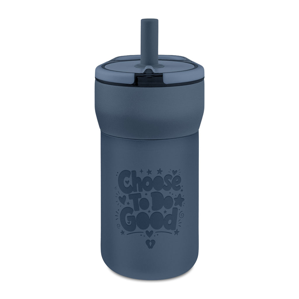 Choose To Do Good Kids 12 oz Leakproof Straw Tumbler – Engraved Stainless Steel Insulated Water Bottle, Reusable Kids Cup for School & Travel