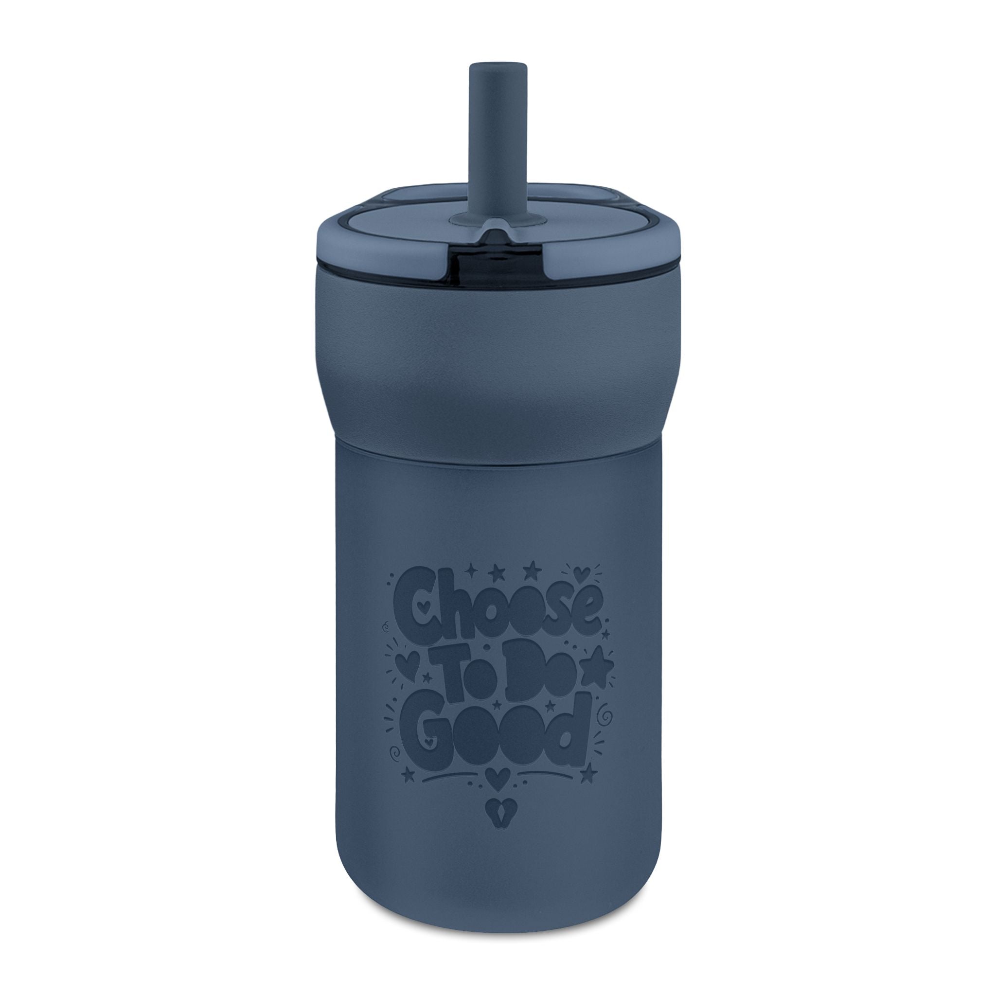 Choose To Do Good Kids 12 oz Leakproof Straw Tumbler – Engraved Stainless Steel Insulated Water Bottle, Reusable Kids Cup for School & Travel