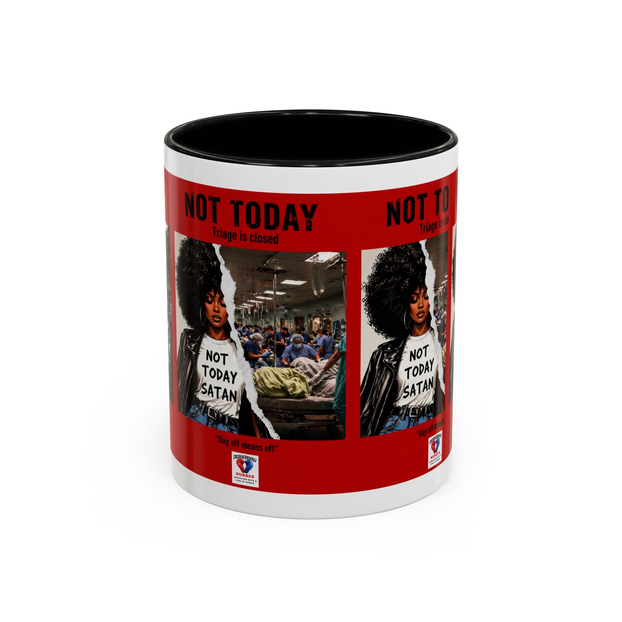 Not Today Satan Triage Is Closed Accent Coffee Mug | Funny Nurse Mug | Healthcare Humor Gift