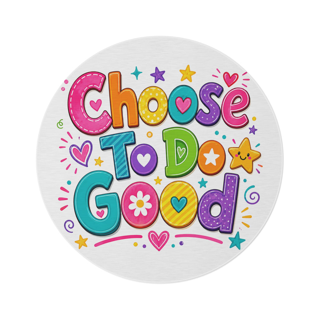 Choose To Do Good Round Rug – Inspirational Girls Playroom Rug, Kids Bedroom Floor Mat, Classroom Decor, Positive Nursery Accent