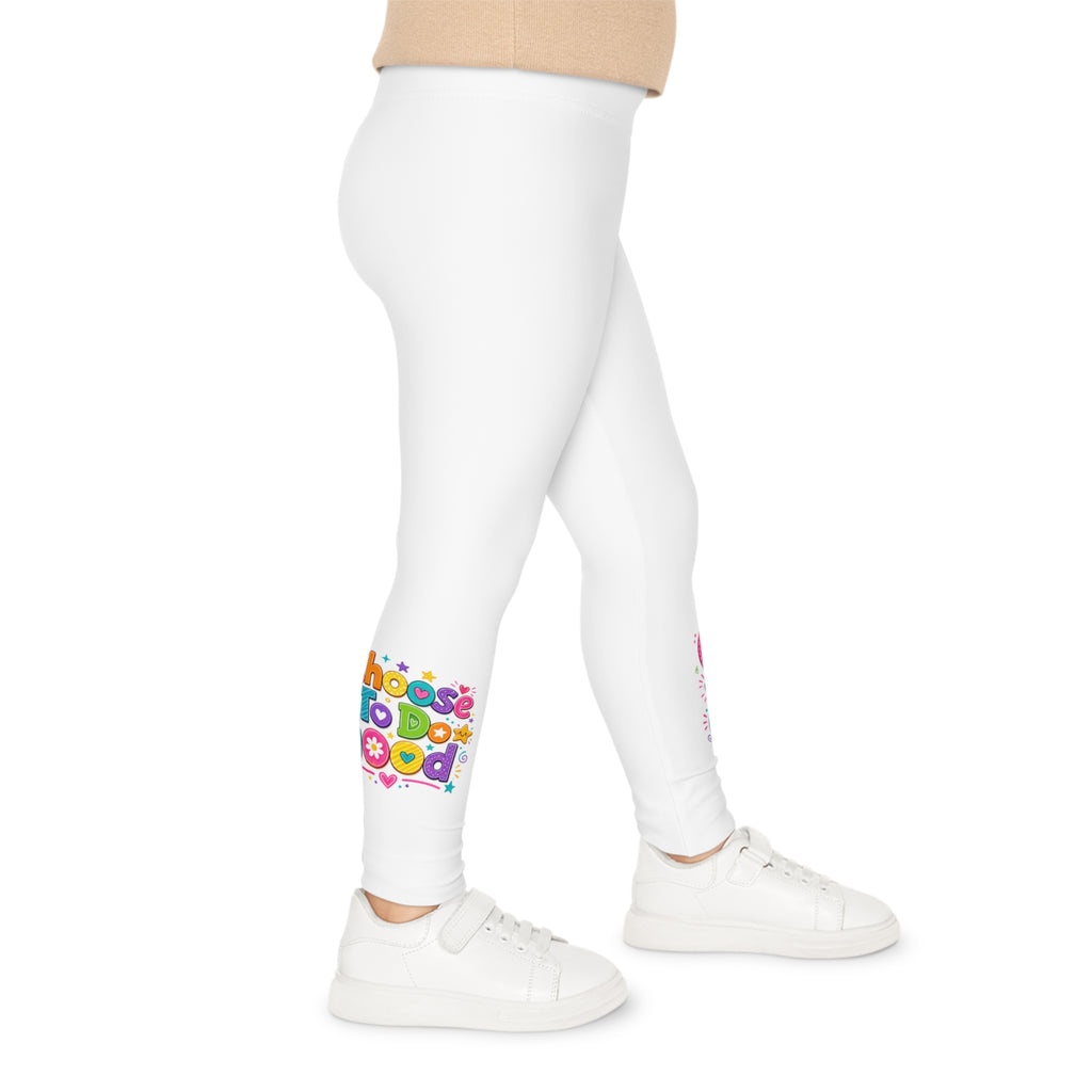 Choose To Do Good Girls Leggings – Colorful Inspirational Kids Leggings, Soft Stretch Play Leggings, Positive Everyday Girls Apparel