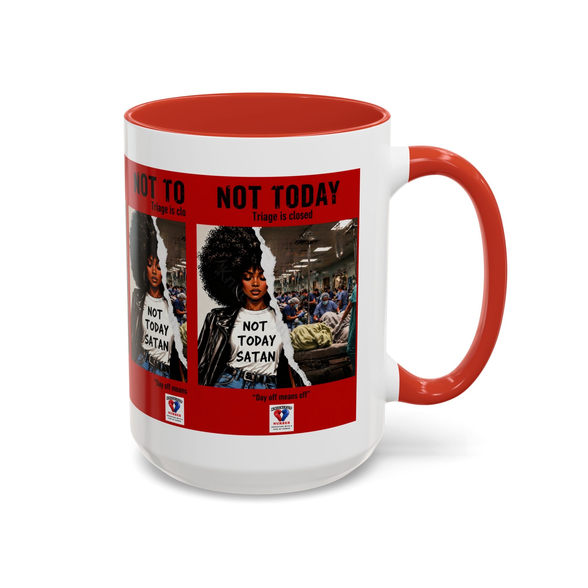Not Today Satan Triage Is Closed Accent Coffee Mug | Funny Nurse Mug | Healthcare Humor Gift