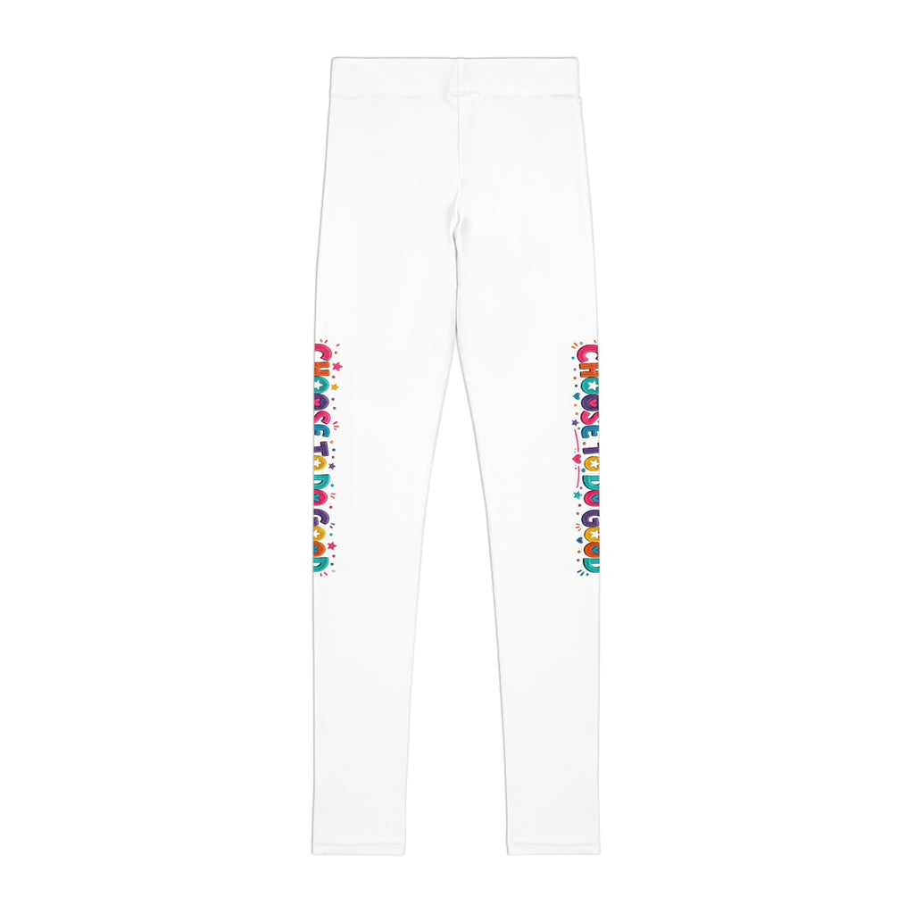 Choose To Do Good Girls Youth Leggings – Inspirational Side Stripe Leggings, Colorful Activewear for Girls, Soft Stretch Everyday Pants