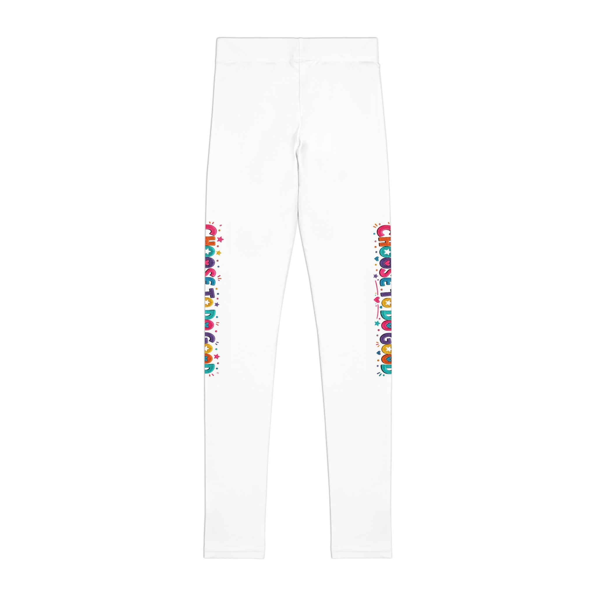 Choose To Do Good Girls Youth Leggings – Inspirational Side Stripe Leggings, Colorful Activewear for Girls, Soft Stretch Everyday Pants