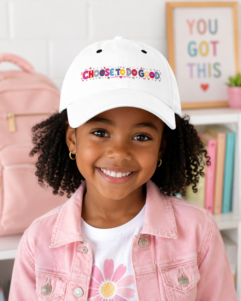 Choose To Do Good Girls Youth Baseball Cap | Embroidered Knuckle Up Kids Hat