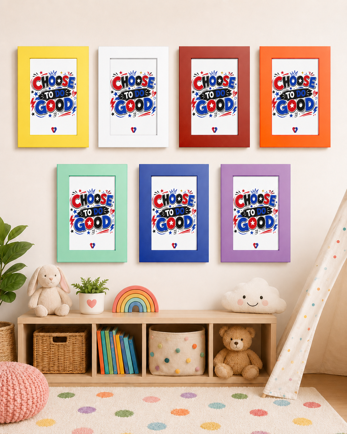 Choose To Do Good Framed Wall Art for Boys | Positive Kids Room Decor | Inspirational Children's Wall Print