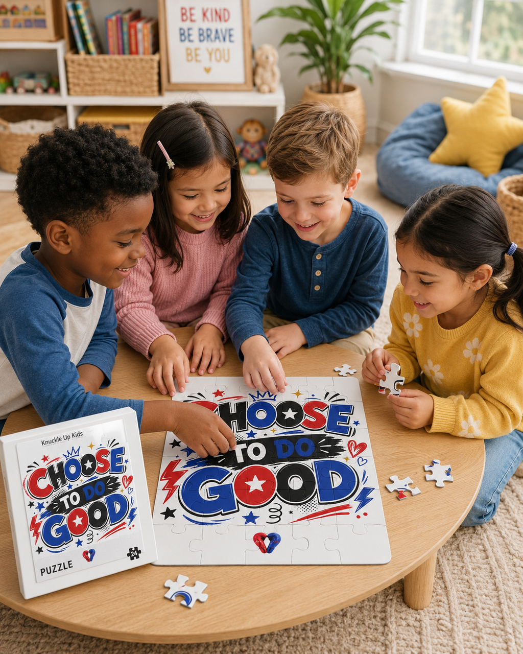 Choose to Do Good Kids Puzzle for Boys | 30-Piece Kindness Puzzle | Positive Character Building Activity | Preschool & Toddler Gift | Knuckle Up Kids
