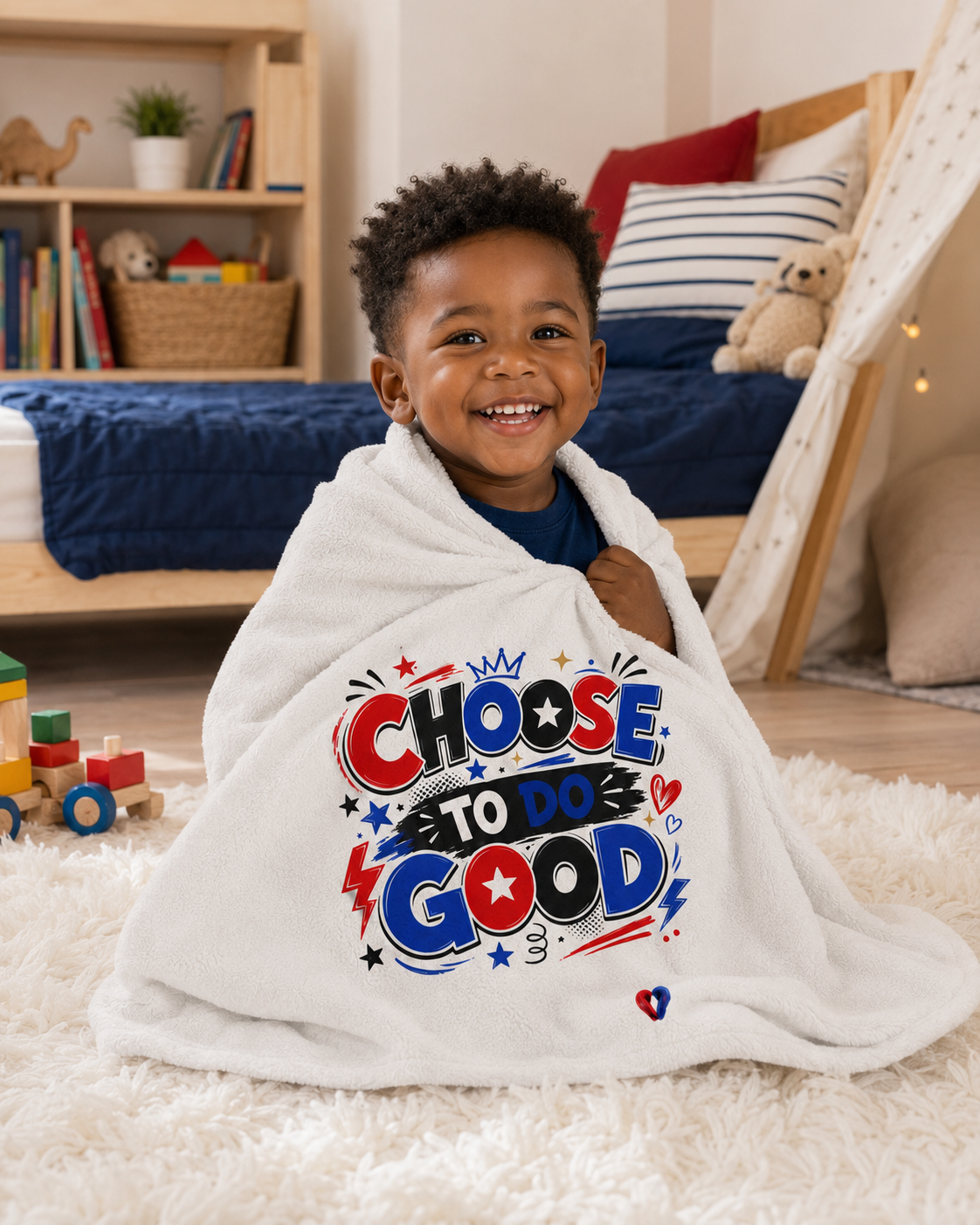 Choose To Do Good Boys Toddler Blanket | Soft Inspirational Kids Throw | Cozy Kindness Gift for Toddlers