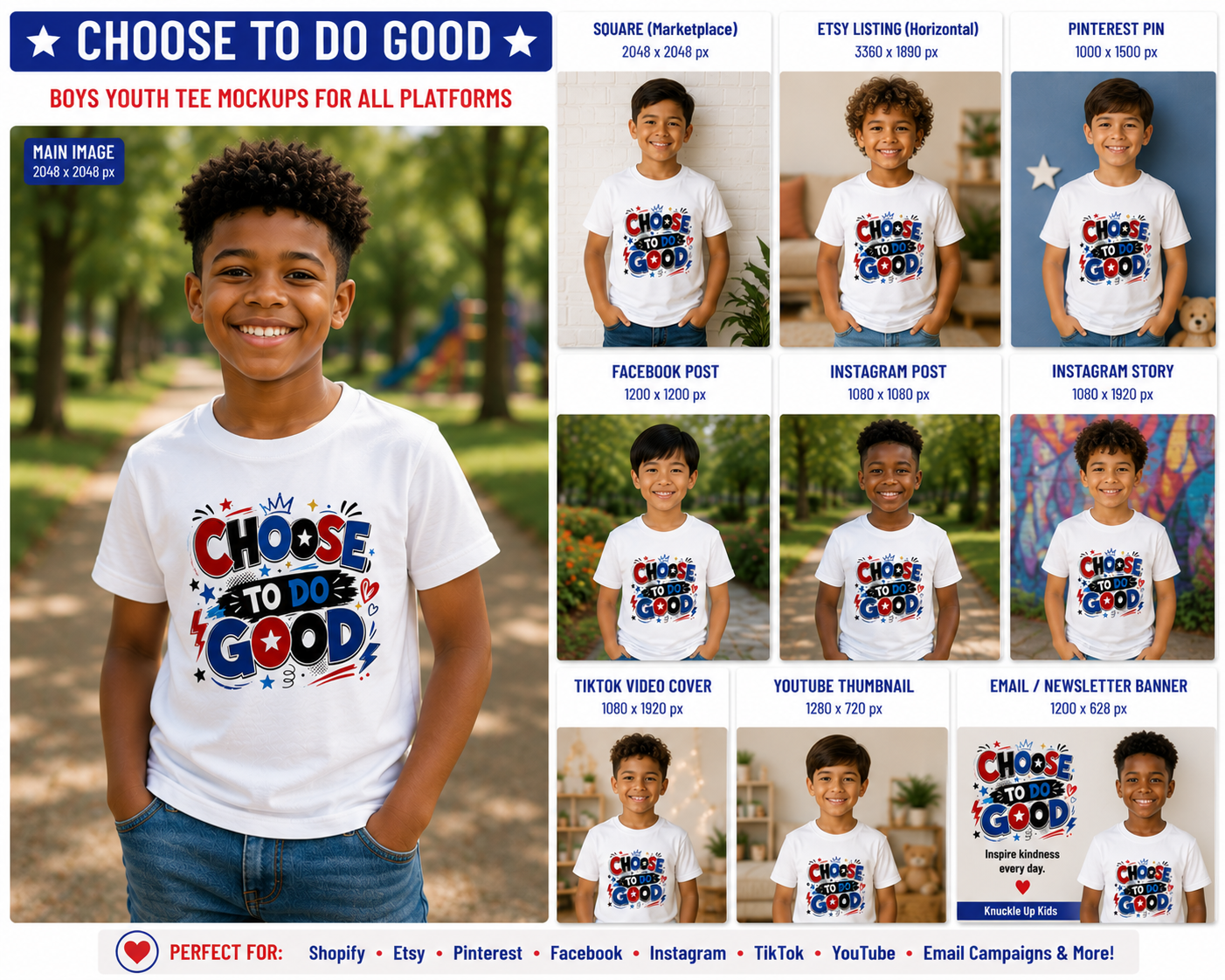 Choose To Do Good Boys Youth T-Shirt | Patriotic Positive Kids Tee | Inspirational Back-to-School Shirt