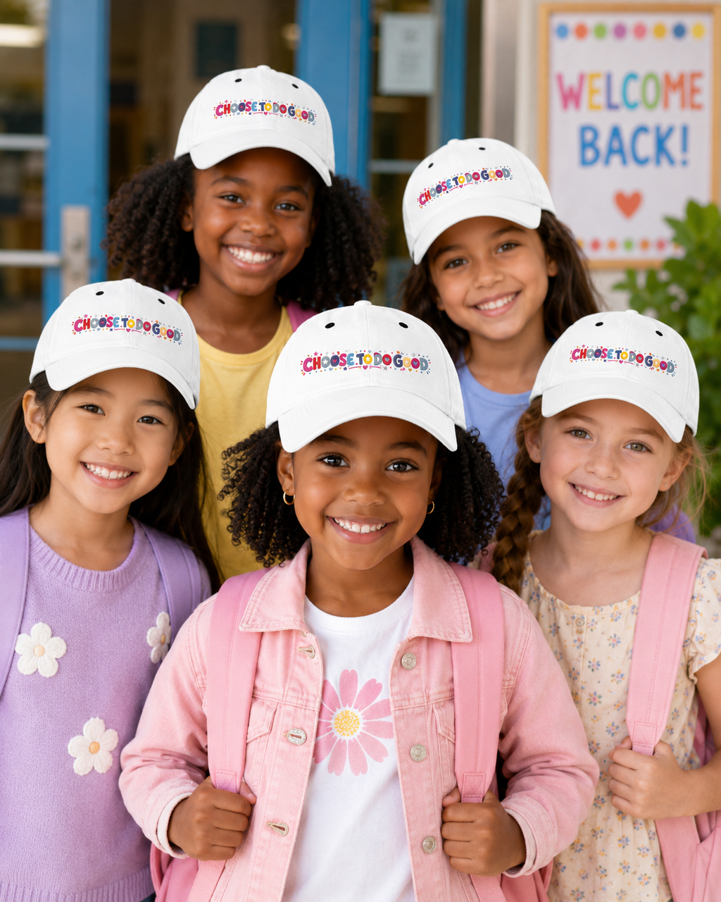 Choose To Do Good Girls Youth Baseball Cap | Embroidered Knuckle Up Kids Hat