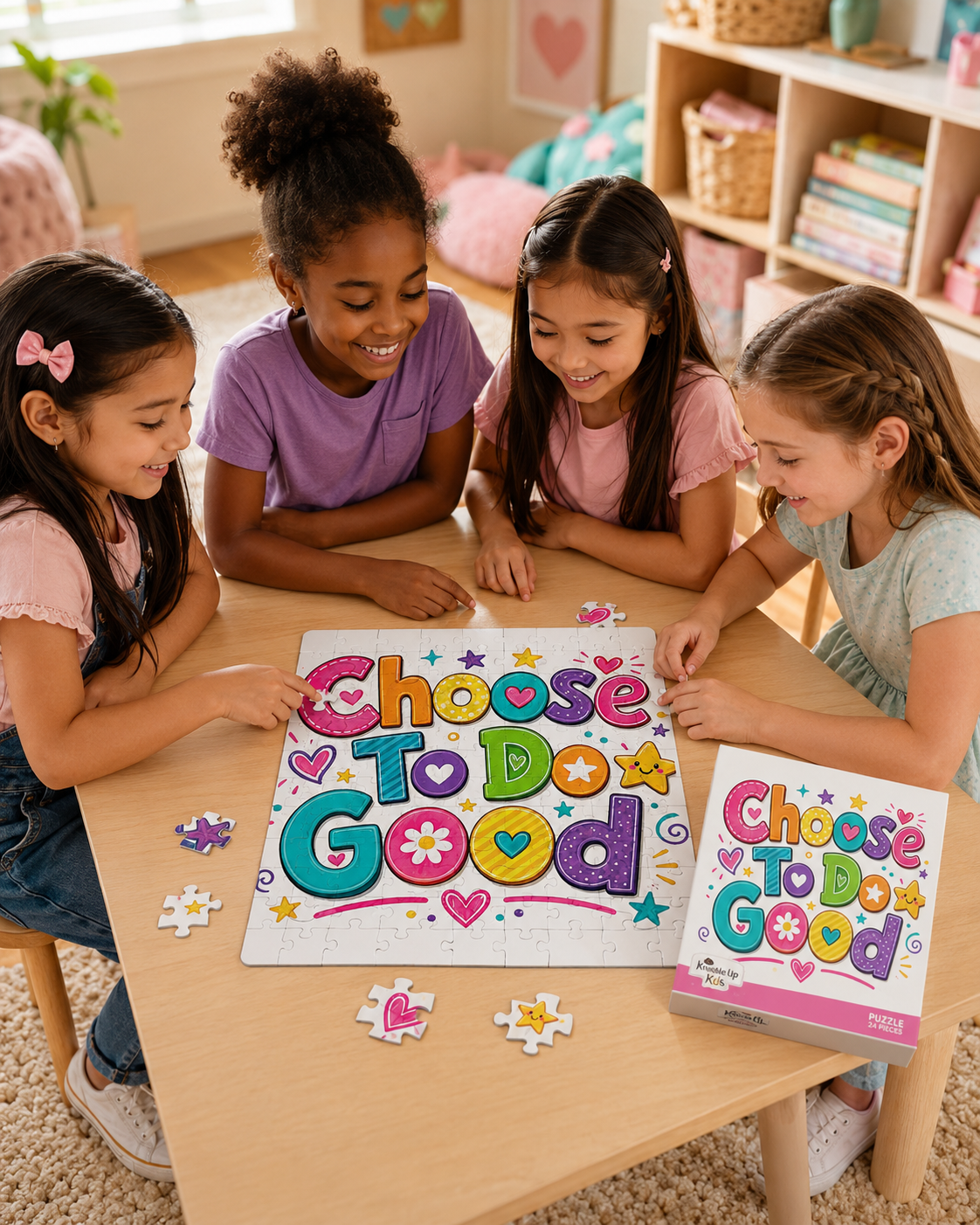 Choose to Do Good Kids Puzzle for Girls | 30-Piece Kindness Puzzle | Positive Character Building Activity | Preschool & Toddler Gift | Knuckle Up Kids
