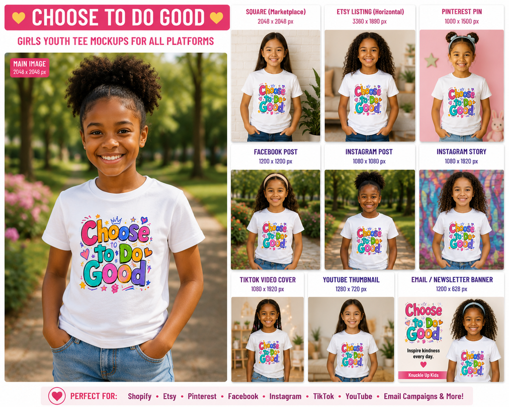 Choose To Do Good Girls Youth T-Shirt | Positive Kindness Kids Tee | Inspirational Back-to-School Shirt