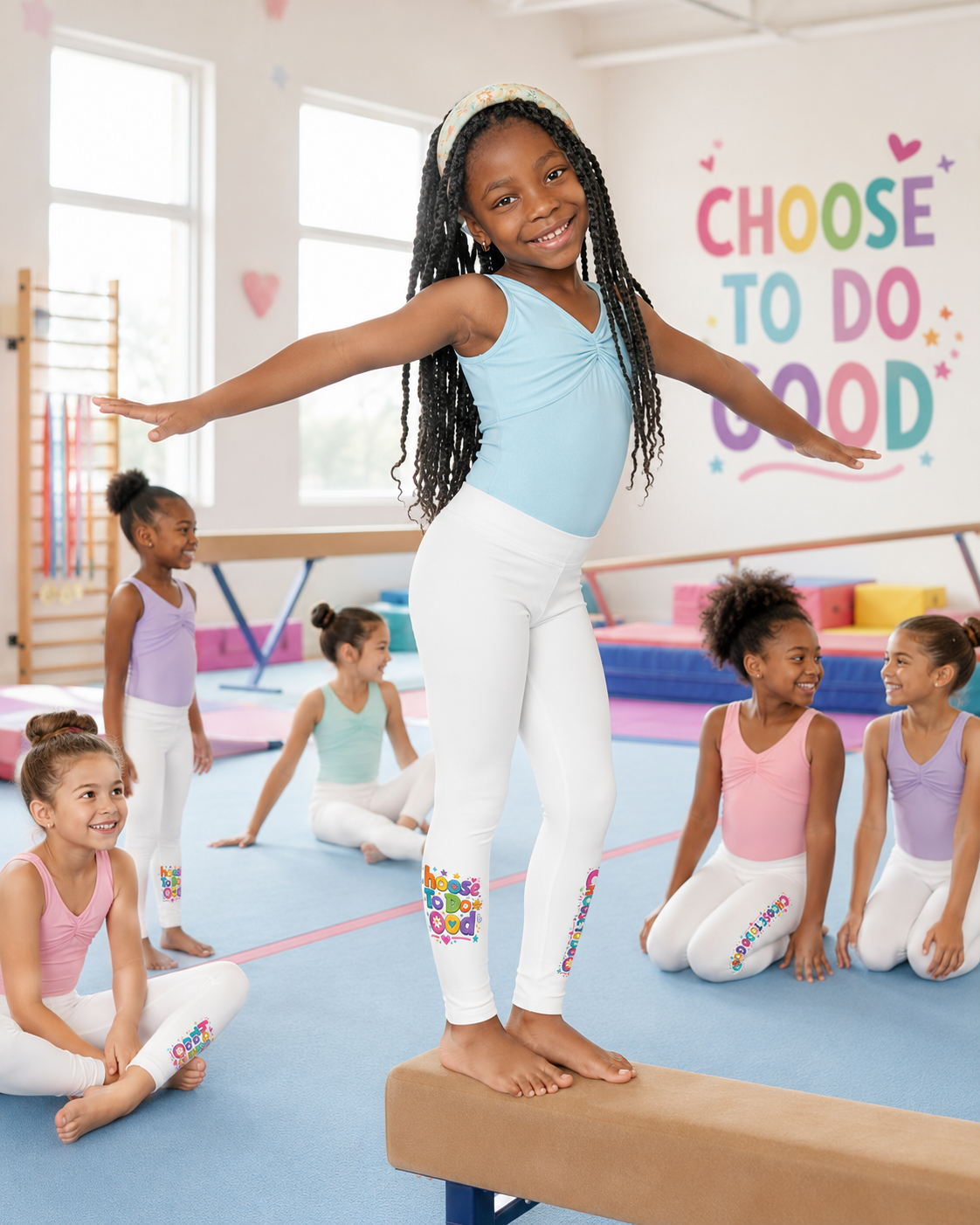 Choose To Do Good Girls Leggings – Colorful Inspirational Kids Leggings, Soft Stretch Play Leggings, Positive Everyday Girls Apparel