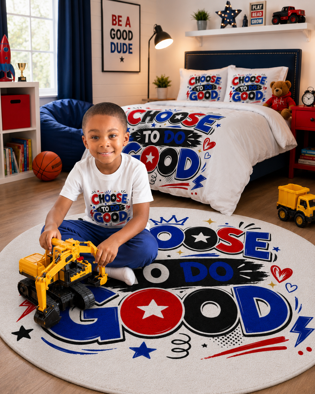 Choose To Do Good Boys Cotton Duvet Cover Set – Colorful Inspirational Kids Bedding, Boys Bedroom Decor, Positive Twin, Twin XL & Queen Bedding