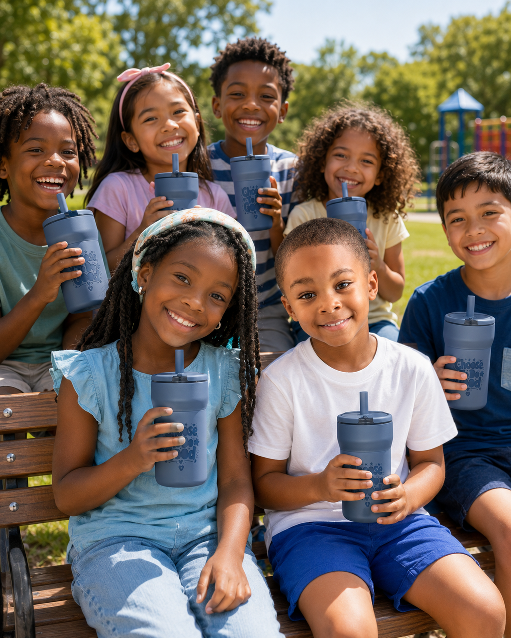 Choose To Do Good Kids 12 oz Leakproof Straw Tumbler – Engraved Stainless Steel Insulated Water Bottle, Reusable Kids Cup for School & Travel