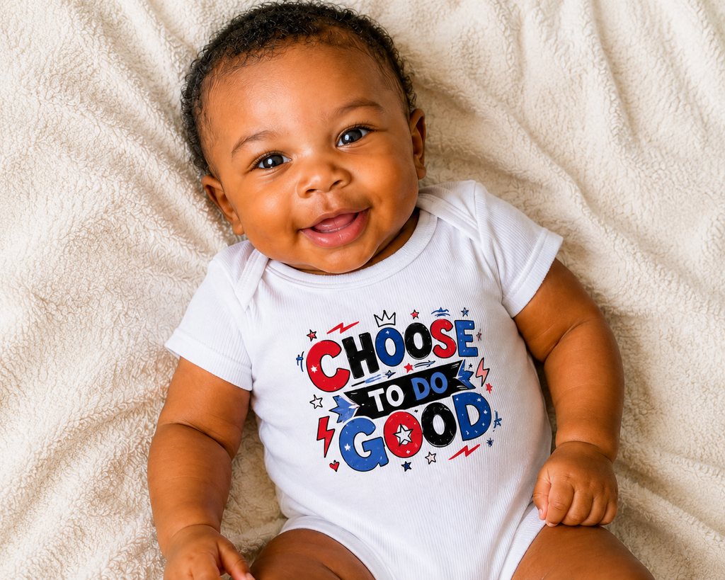 Choose to Do Good Baby Bodysuit – Patriotic Red & Blue Infant Onesie