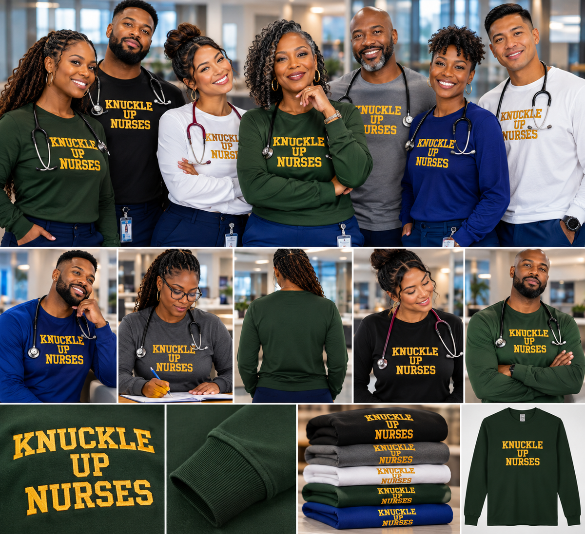 Knuckle Up Nurses Heavy Cotton Long-Sleeve T-Shirt