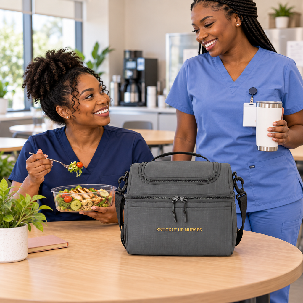 Knuckle Up Nurses Insulated Lunch Cooler Bag – Gray