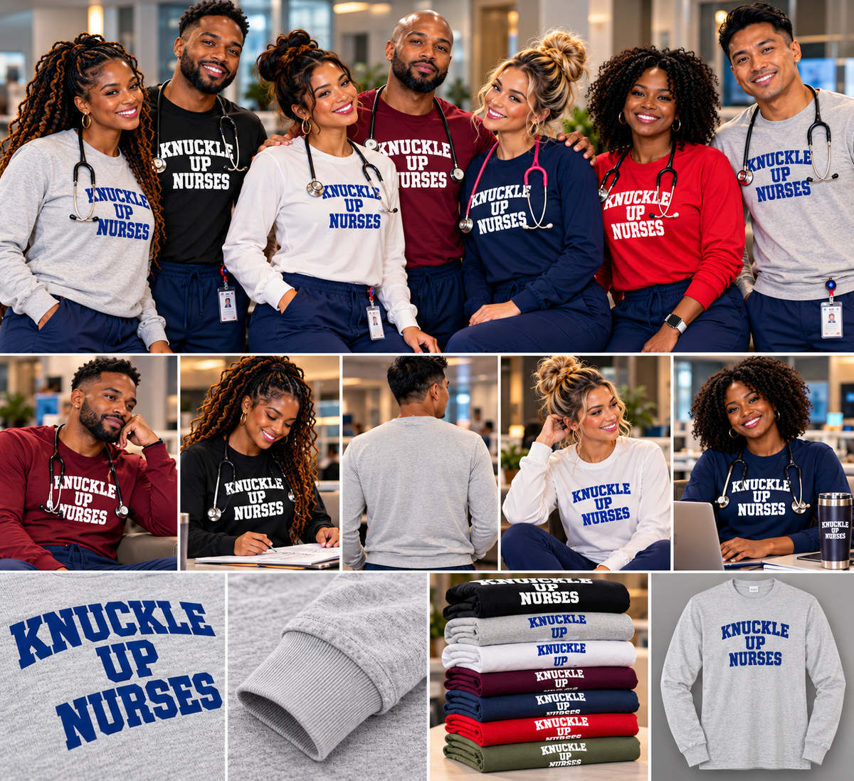Knuckle Up Nurses Ultra Cotton Long-Sleeve Tee