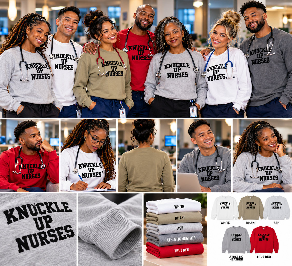 Knuckle Up Nurses NuBlend Crewneck Sweatshirt