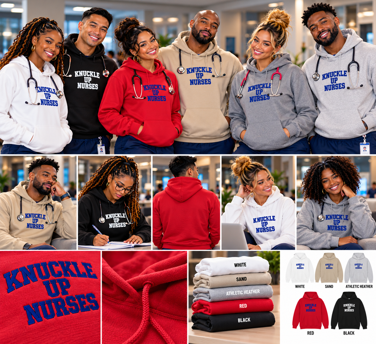 Knuckle Up Nurses Unisex Pullover Hoodie