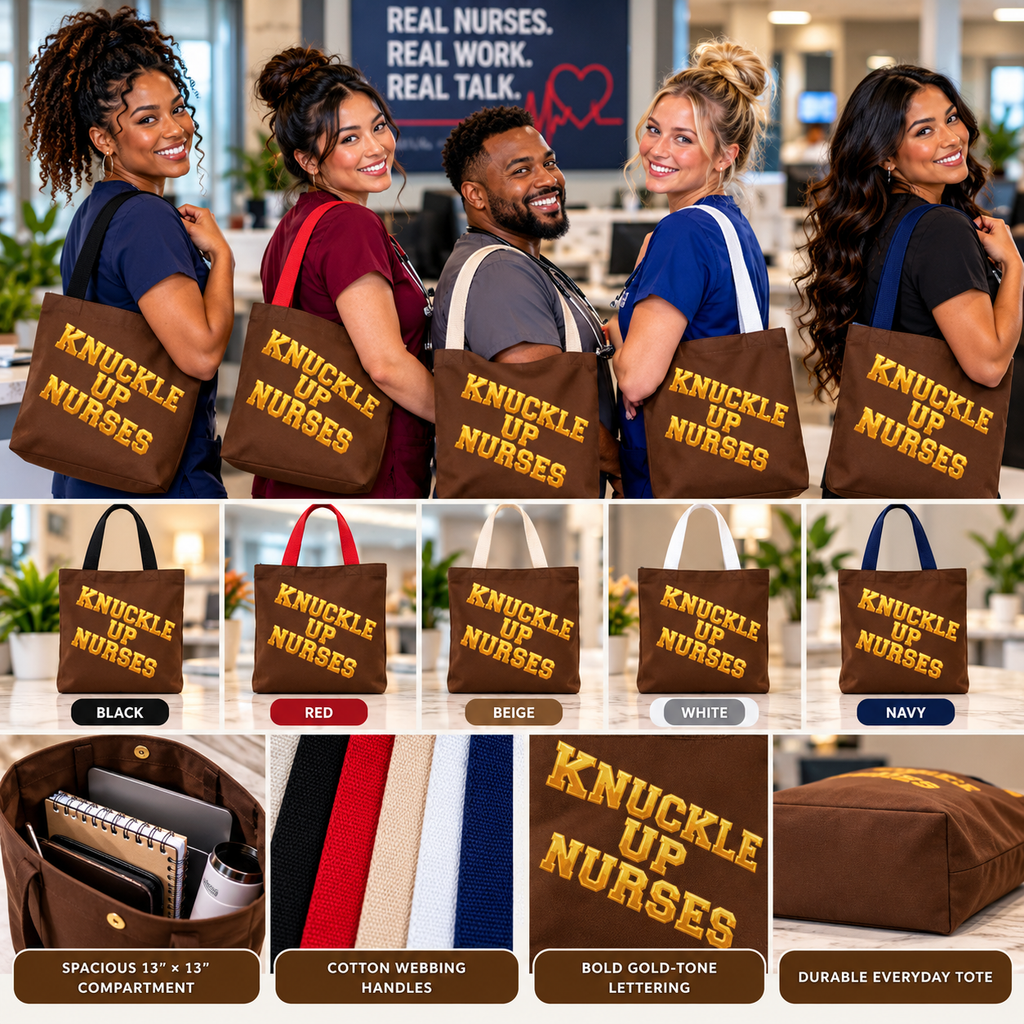 Knuckle Up Nurses Brown & Gold Everyday Tote Bag